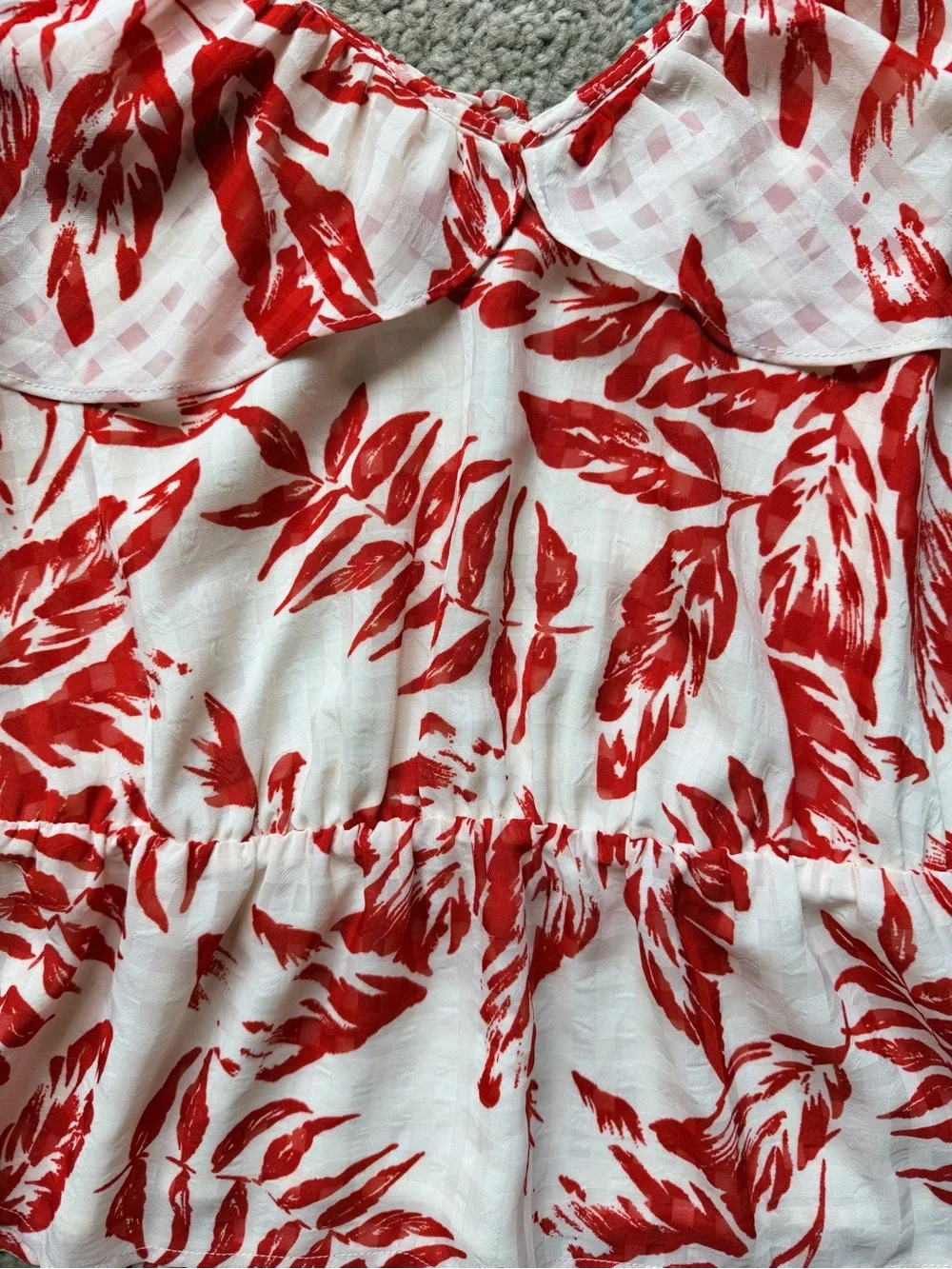 Women’s Red Leaf-Print Wide-Leg Matching Set NWOT